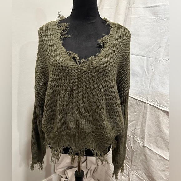 Polly & Esther Distressed Drop Shoulder Sweater - Picture 1 of 4
